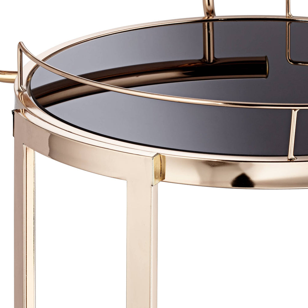 Round Black Glass Serving Cart U512037