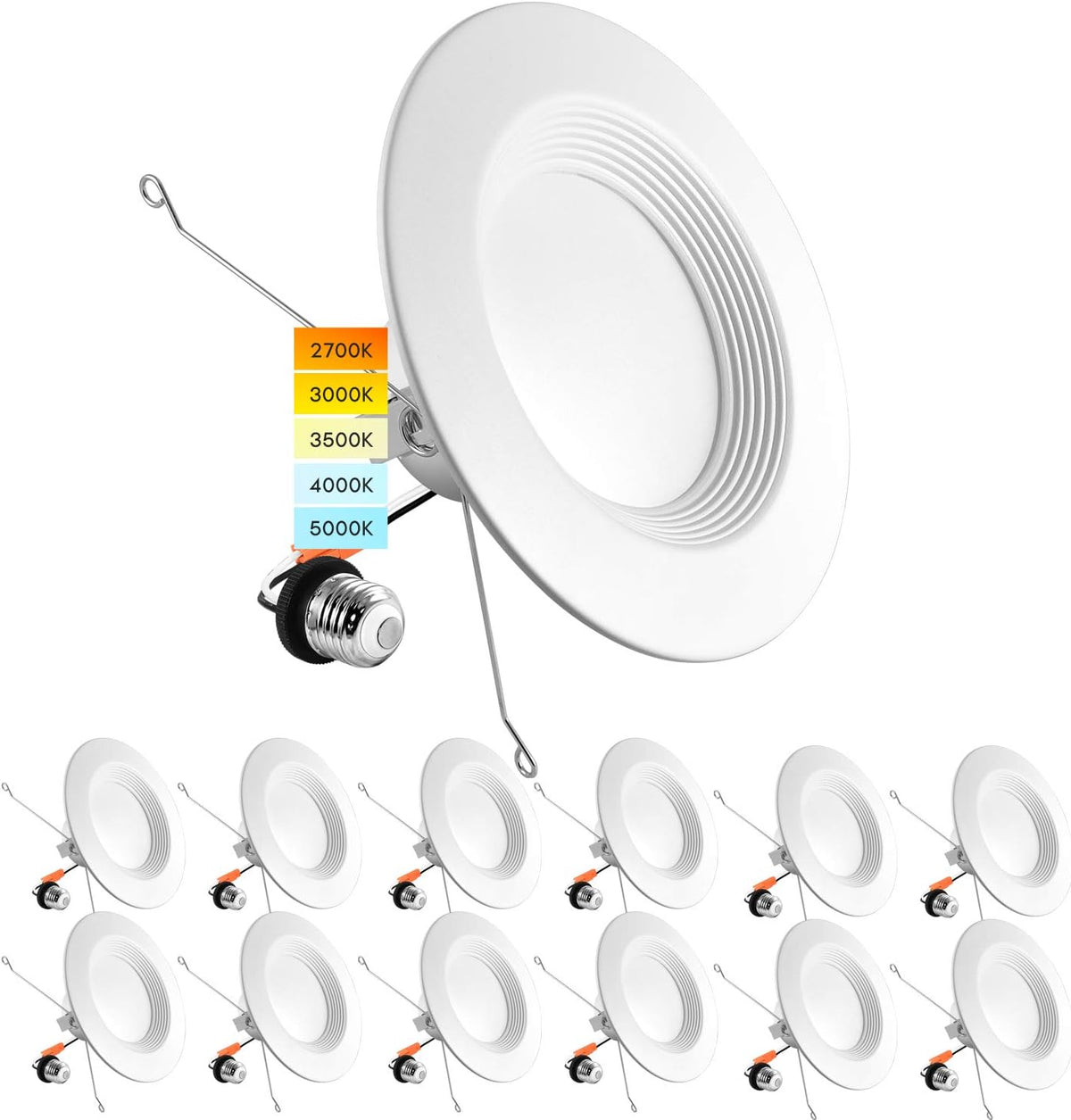 5/6 Inch LED Recessed Retrofit Downlight, 14W, Color Selectable, Dimmable, 1100 Lumens, 4 Pack X5846