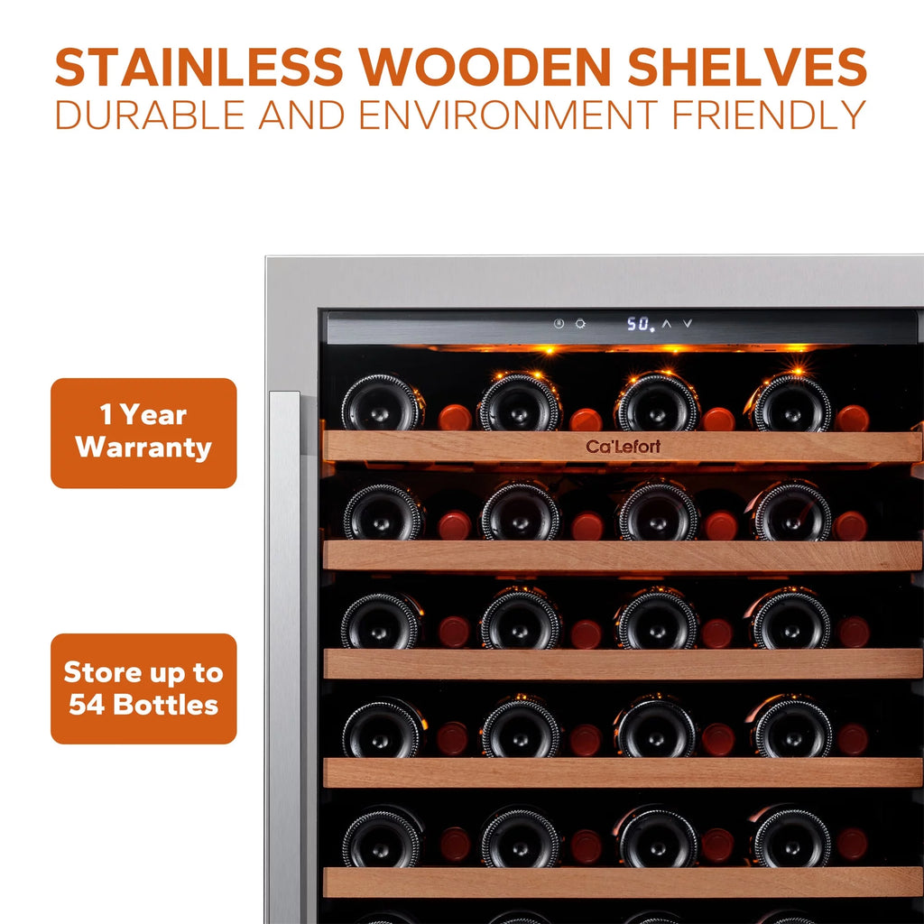 24 inch 54 Bottle Dual Zone Wine Cooler Refrigerator with Stainless Steel frame T777