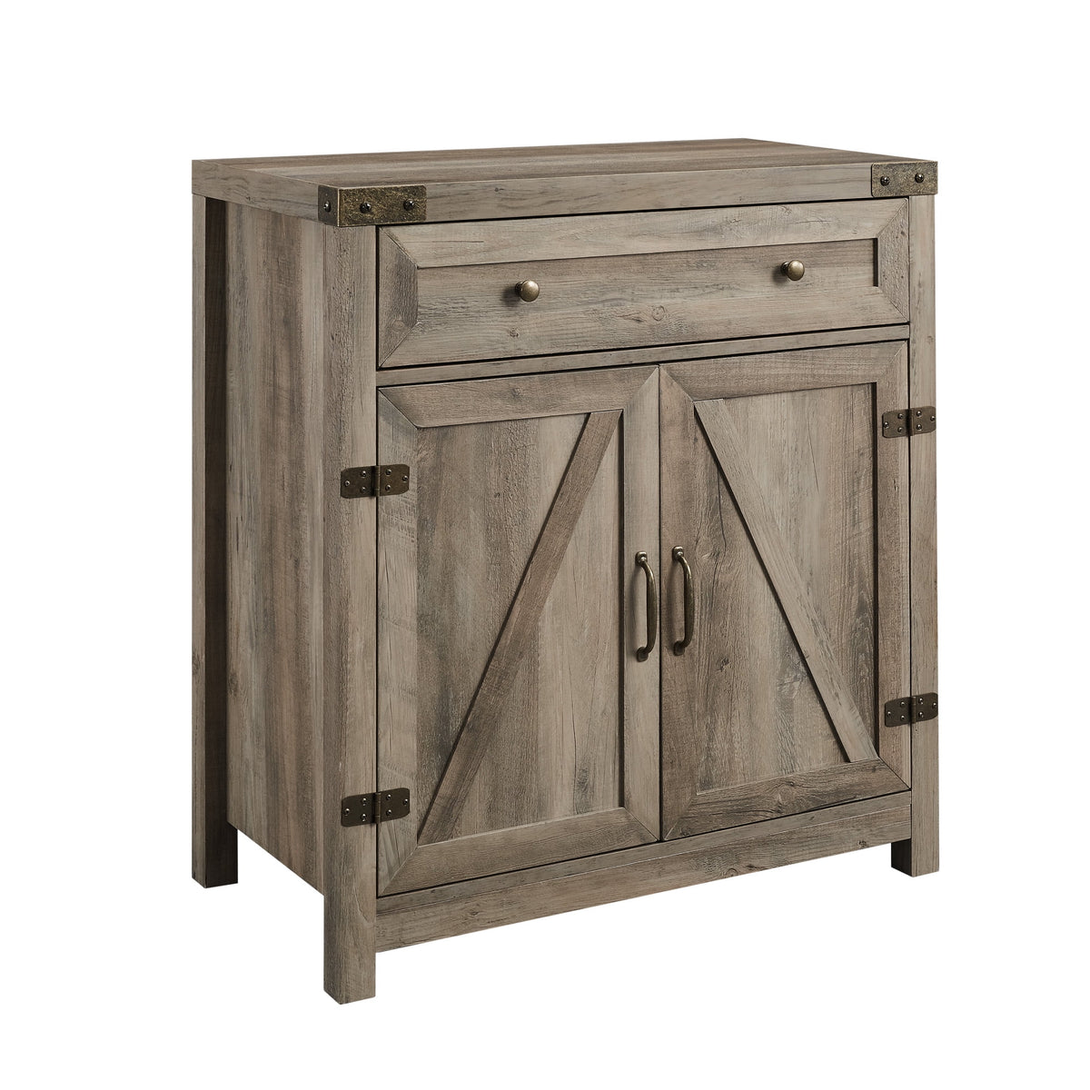 Grey Wash Sliding Barn Door Accent Cabinet E3757