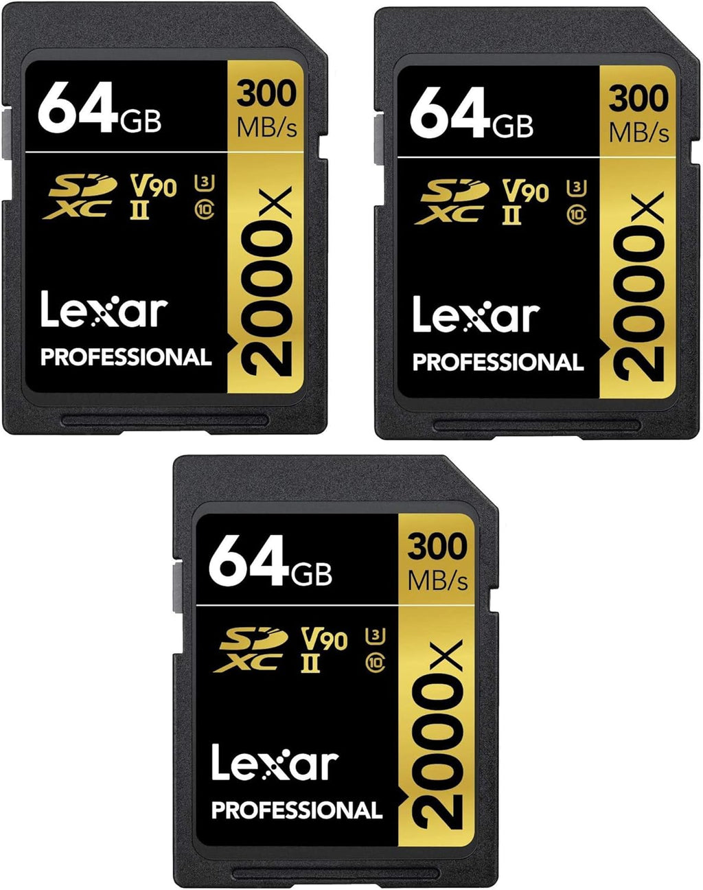 Pack of 3 64GB (192GB Total) SDXC UHS-II Memory Cards with Reader & Case J529062