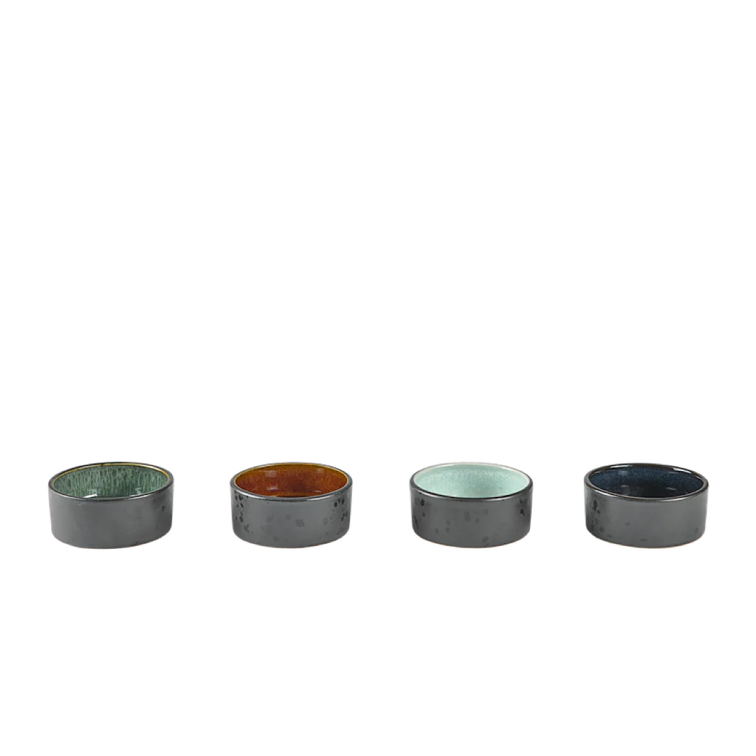 Stoneware Mini Bowl 7.5 cm 4 Pcs Black S79755