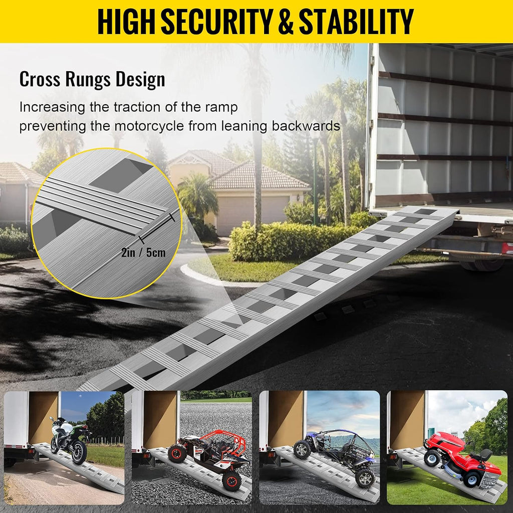 84'' X 15'' Aluminum Trailer Ramps 6000LBS Total Beavertail Hook End 1 Pair E65395