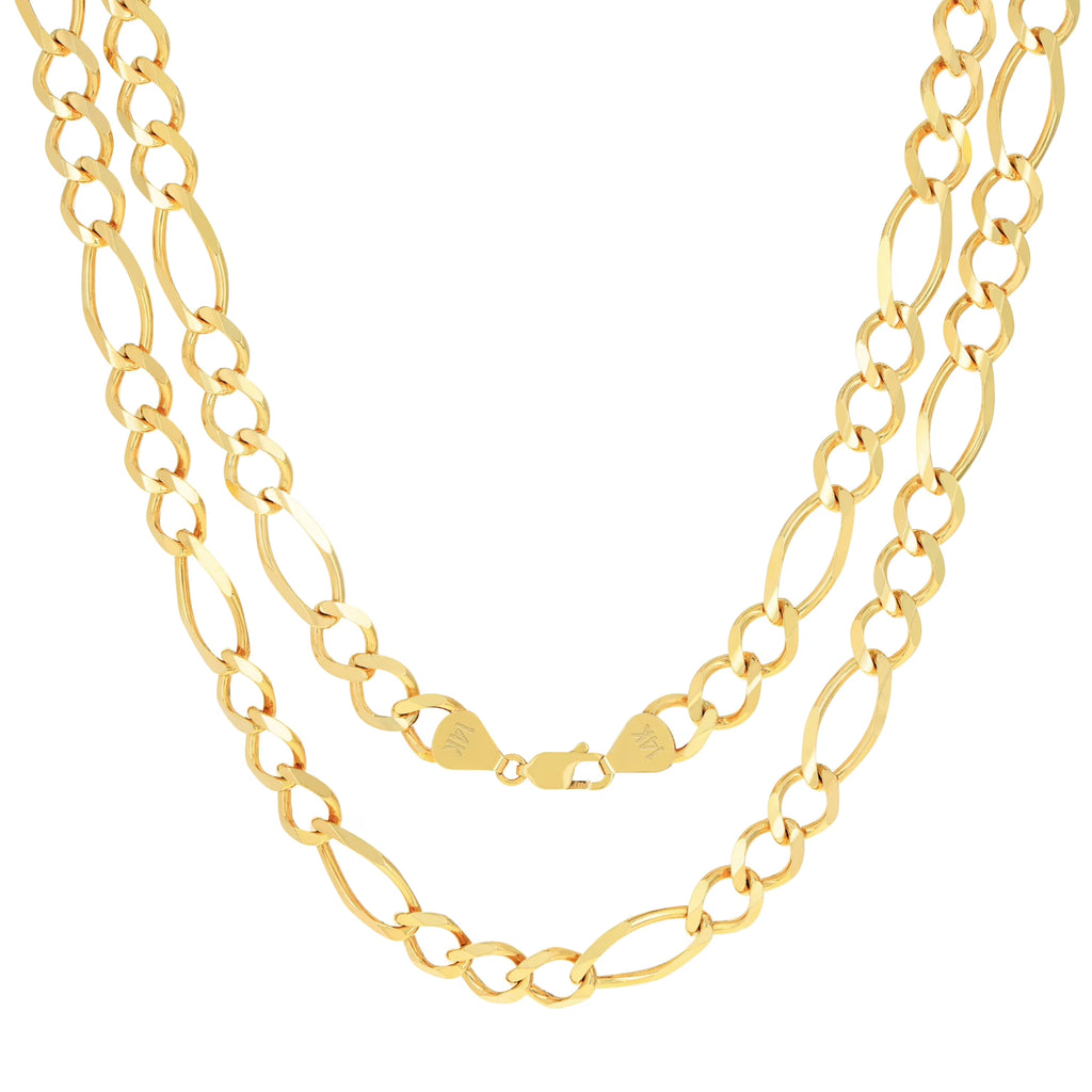 14k Yellow Gold Solid Figaro Chain Link Necklace 18" - 30" D5269