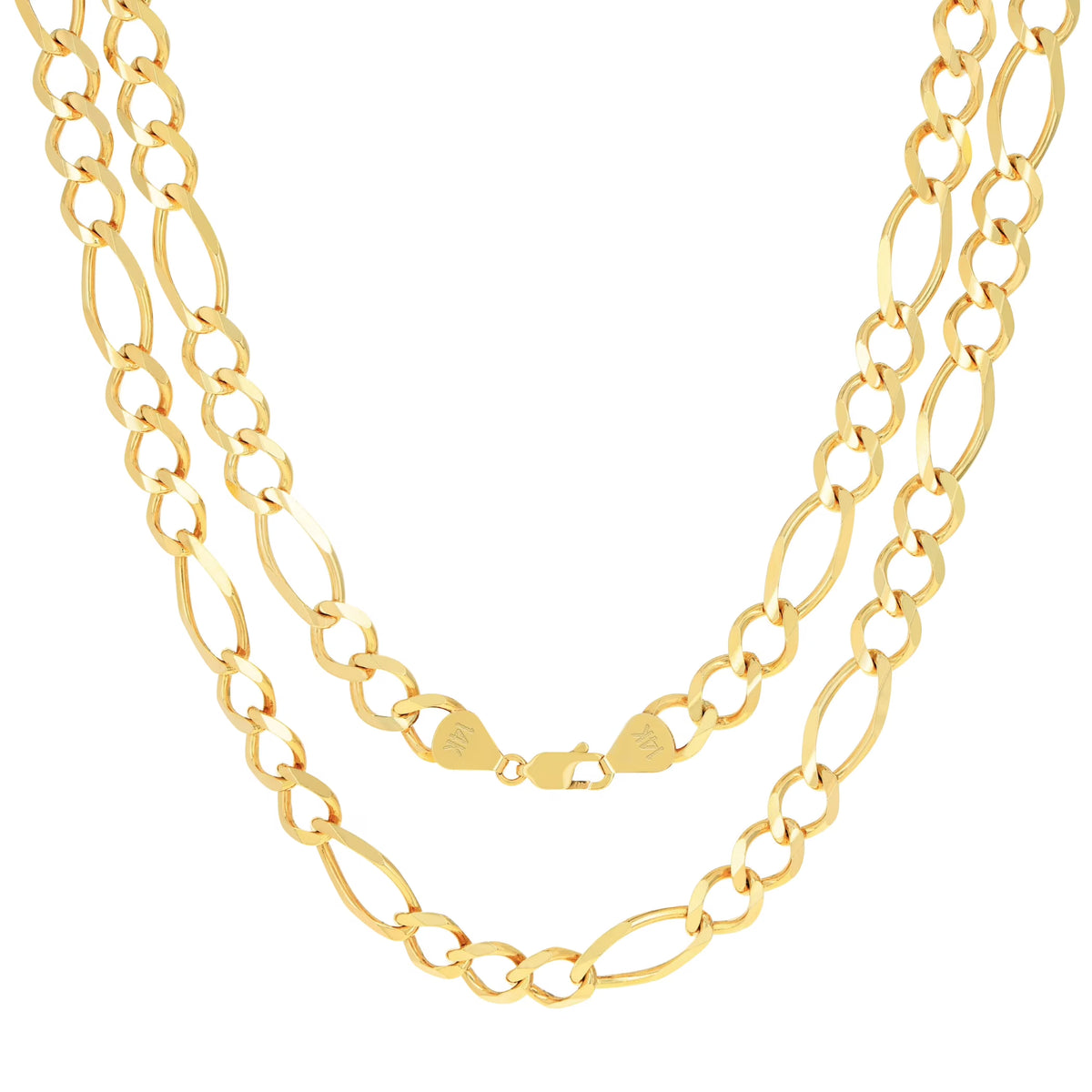 14k Yellow Gold Solid Figaro Chain Link Necklace 18" - 30" D5269