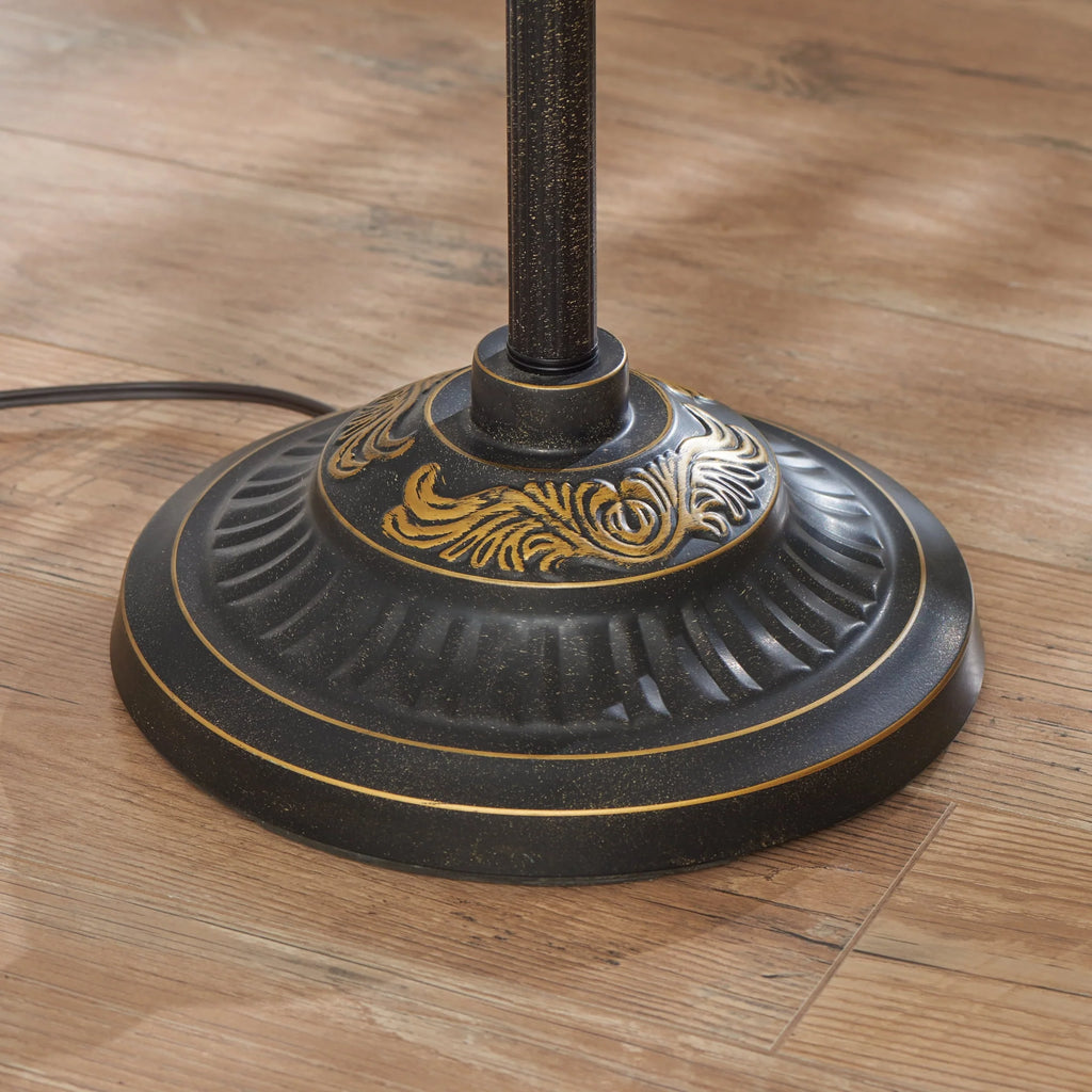 Bronze Victorian Floor Lamp with Etched Glass Shade P333