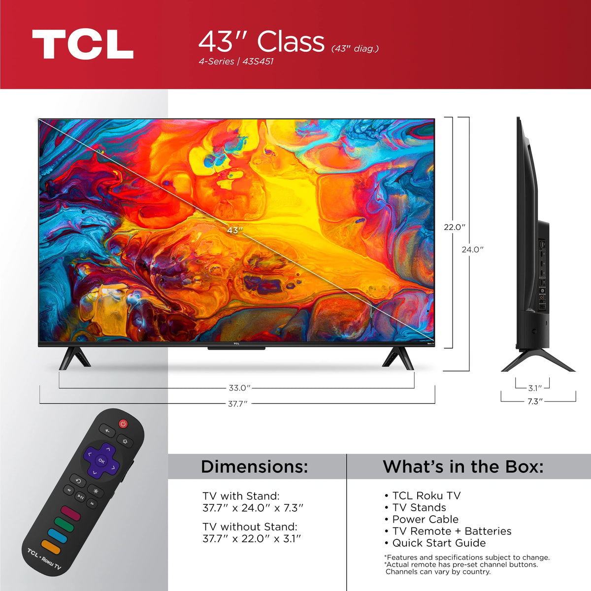 43 Class 4K UHD HDR Smart TV U238902