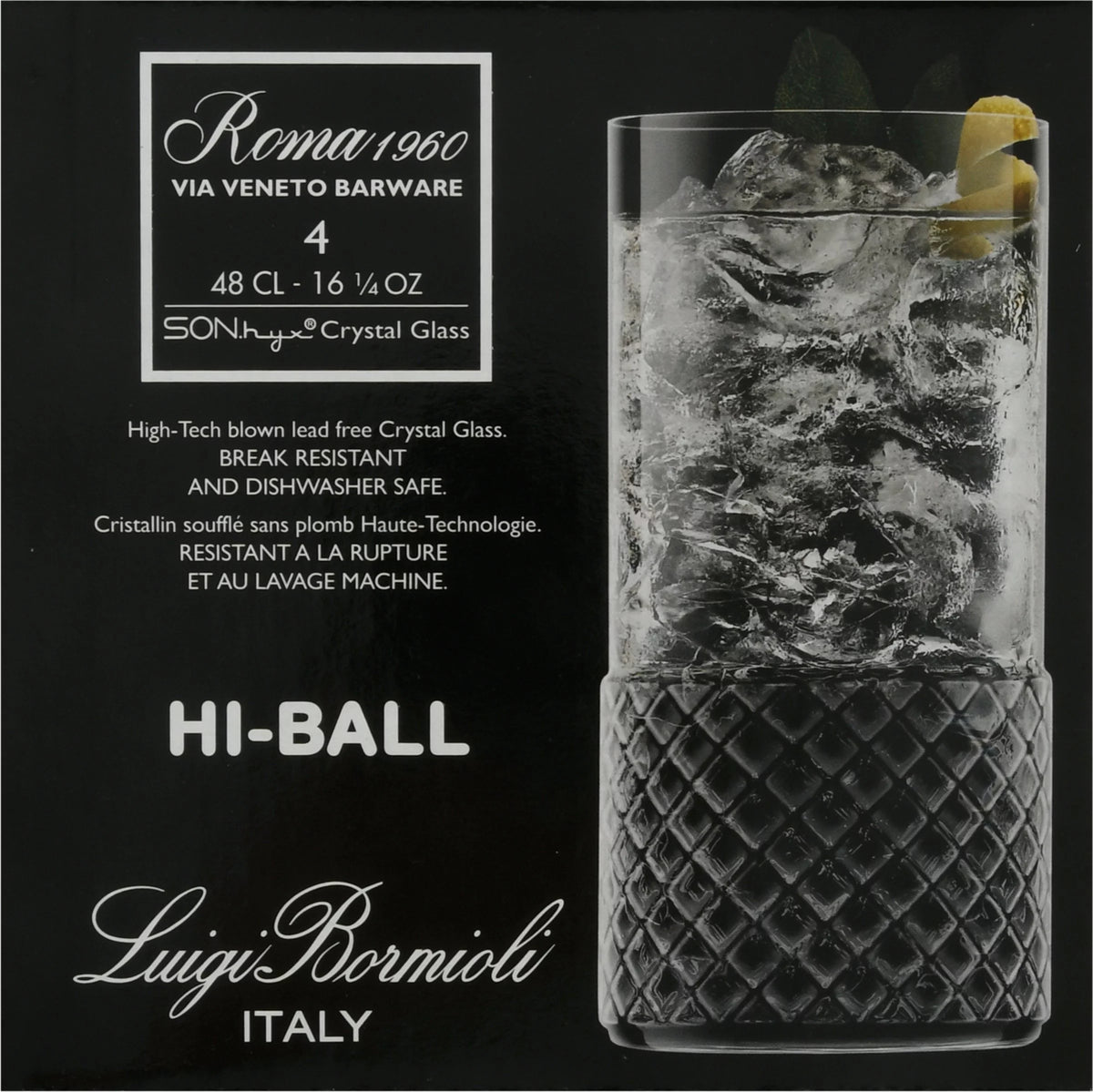 16.25 Oz Hi-Ball Drinking Glasses Set of 4 I1434