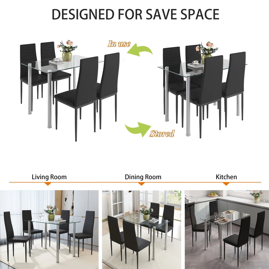 5-Piece Faux Marble Top Velvet Dining Table Set O6607