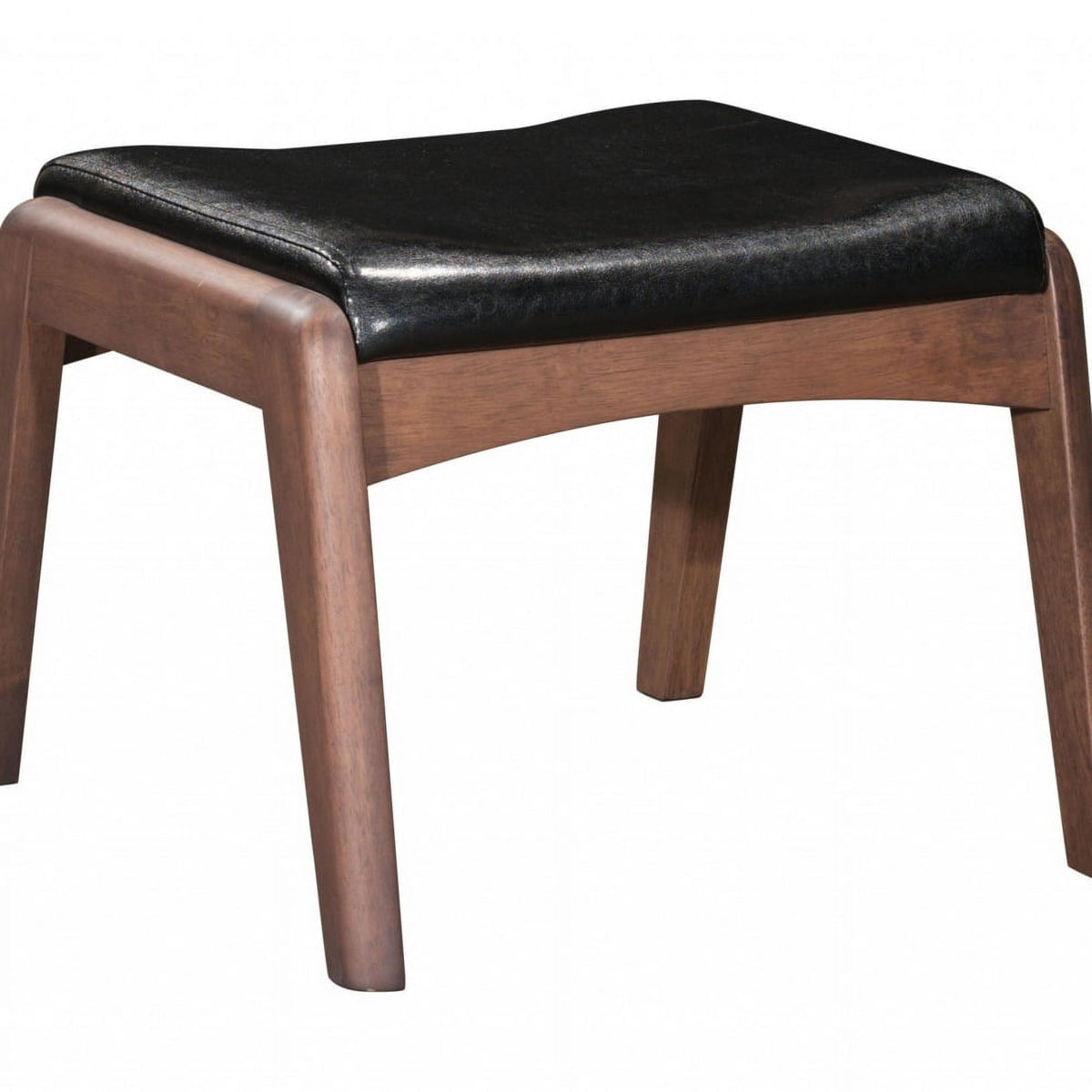 Walnut & Black Faux Leather Chair & Ottoman Set V8101