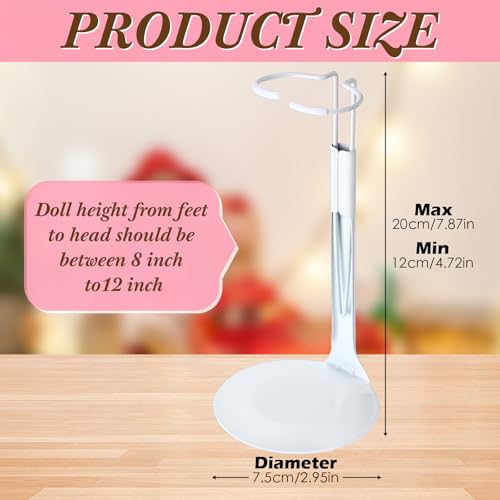 24 Pcs Adjustable Doll Stands with Expandable Waist Wire (White, Silver) Y5794