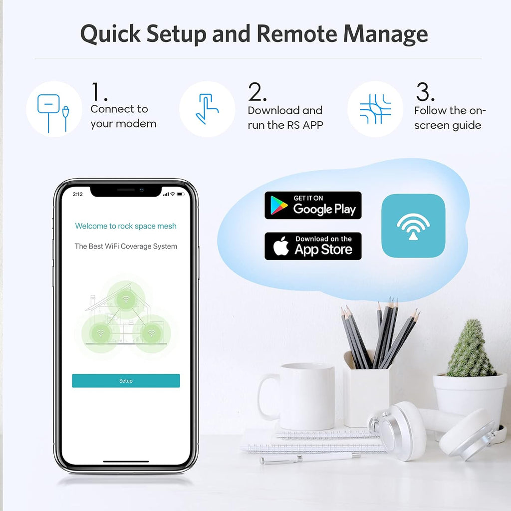 3 Pack Mesh WiFi System, 1200Mbps, Gigabit Ports C3859