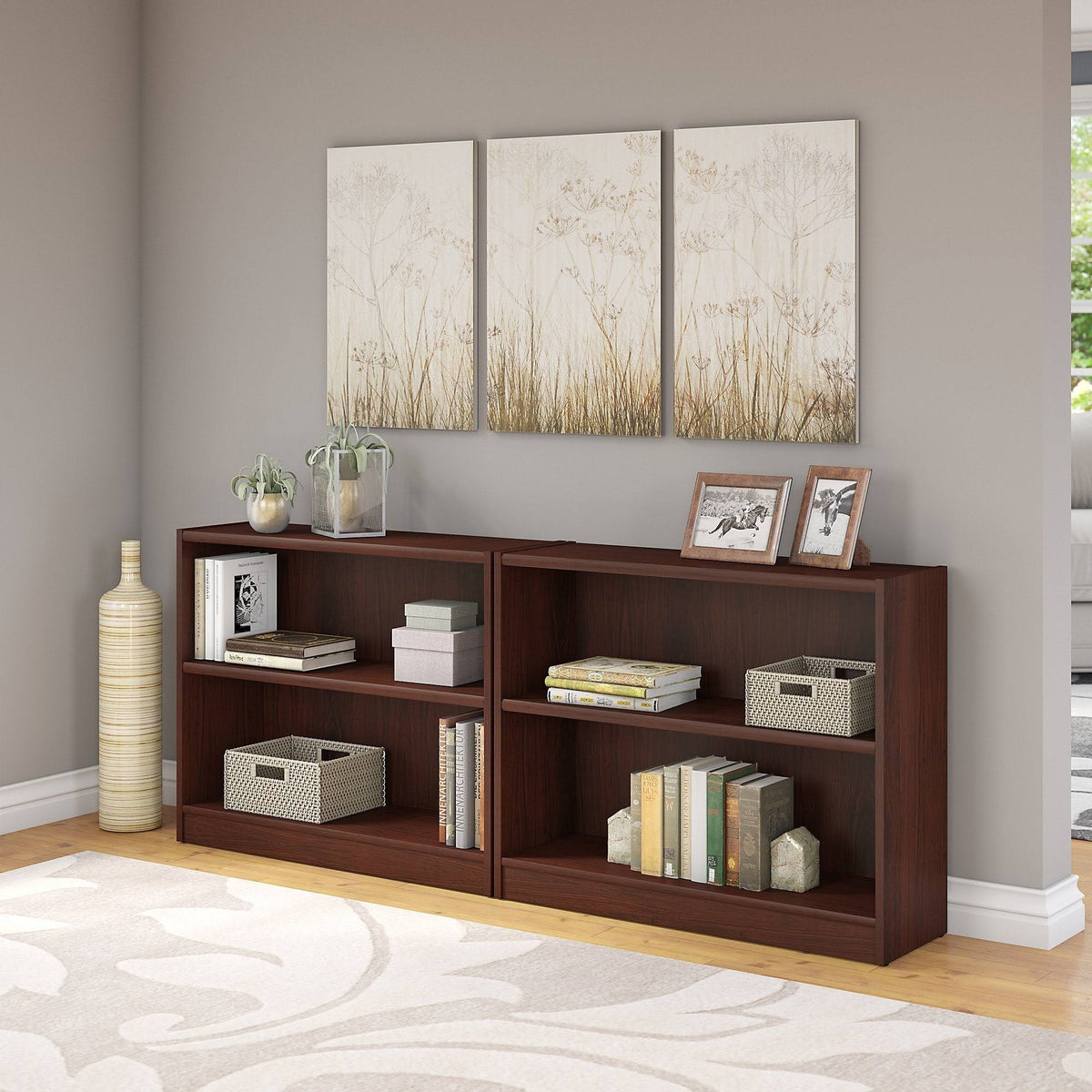 Cherry 2-Shelf Bookcase (Set of 2) B890962