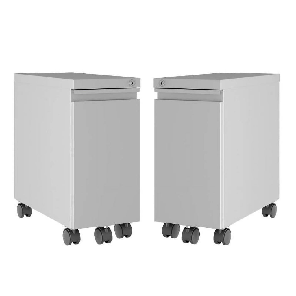 2 Piece Mobile Filing Cabinet Set with 2 Hidden Drawer in Gray G26702