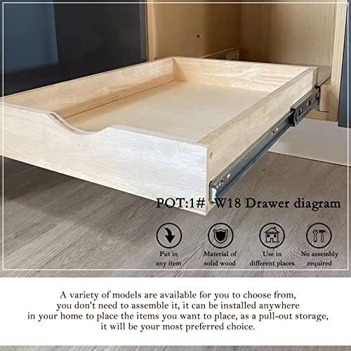 Soft Close Cabinet Drawer Pull Out Tray Wooden Shelf 12 W×21 D×3 H X5688