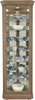 Aged Grey Curio Cabinet with Seven Glass Shelves T602