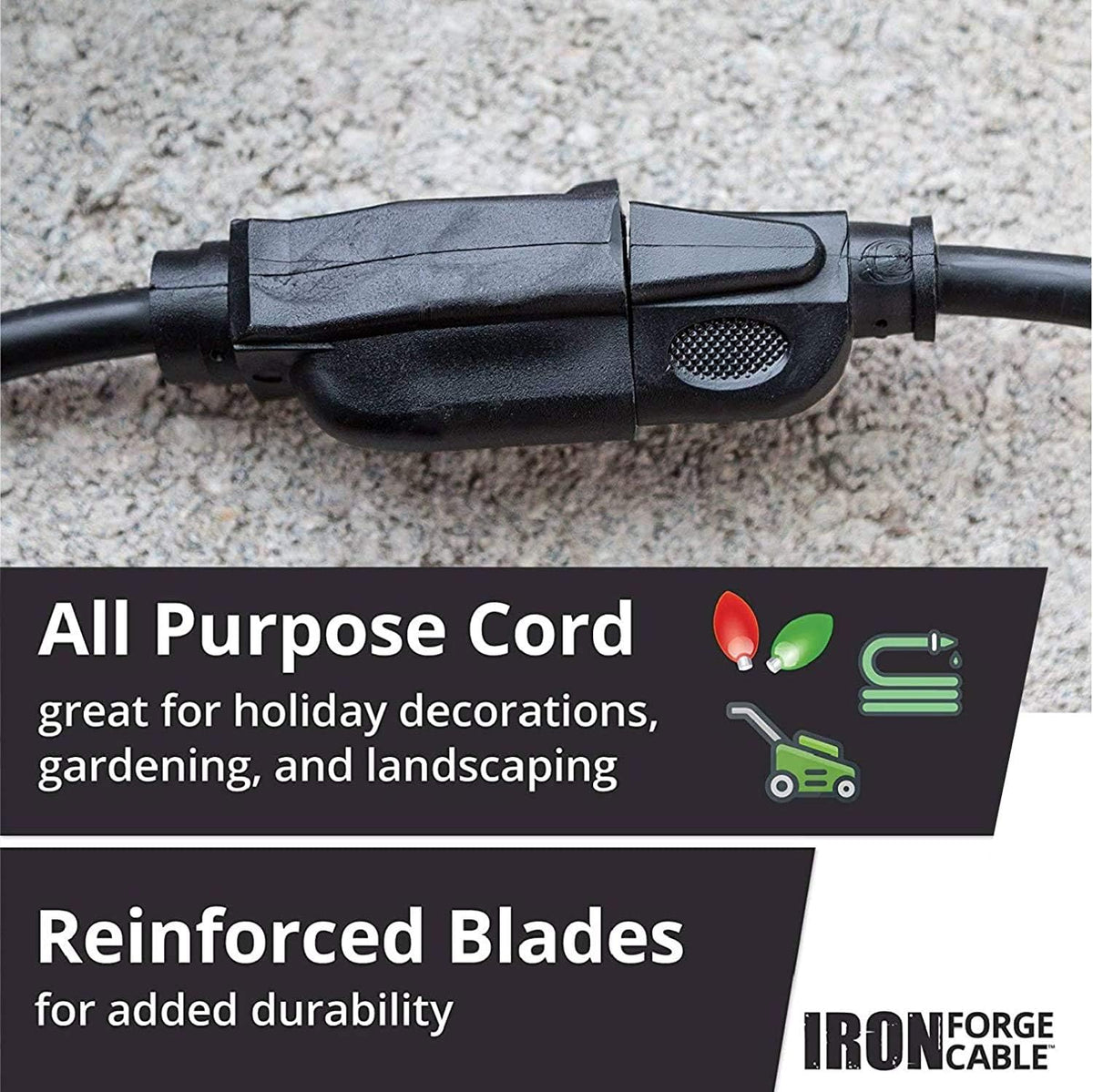 Black Oil Resistant 25 Ft Extension Cord 14/3 SJTOW Pack of 2 C17757