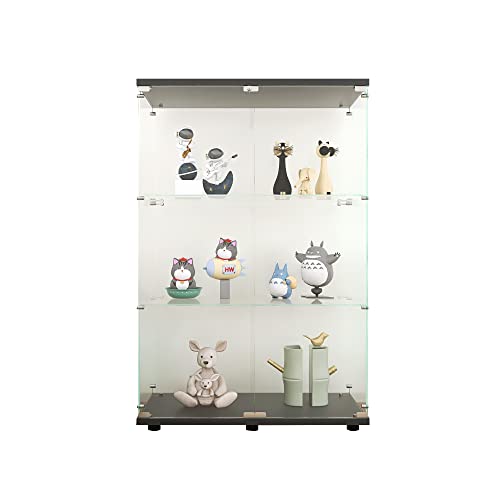 Black 4 Shelves 3 Door Glass Display Cabinet M398521