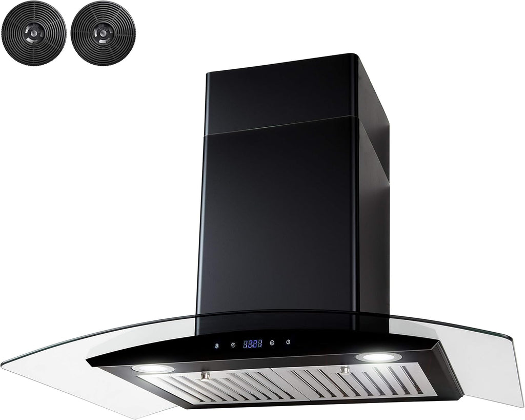 30 in Black Painted Stainless Steel Convertible Wall Mount Range Hood Y4638