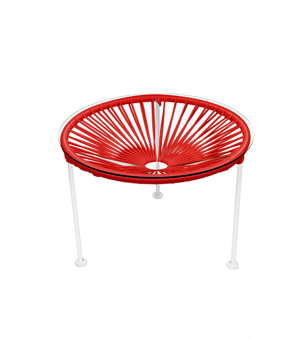 White Frame Red Side Table O24293