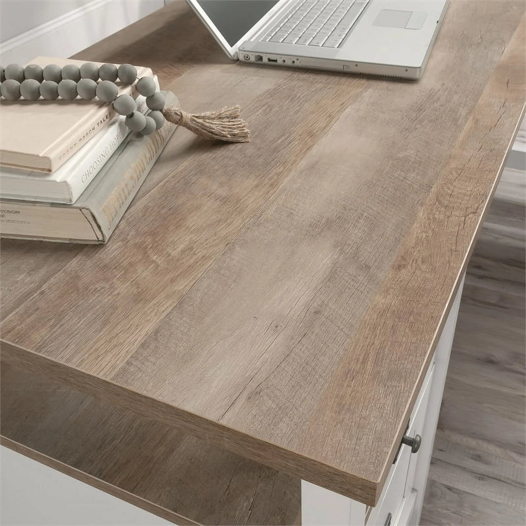 L-Shaped White Engineered Wood Desk F77569