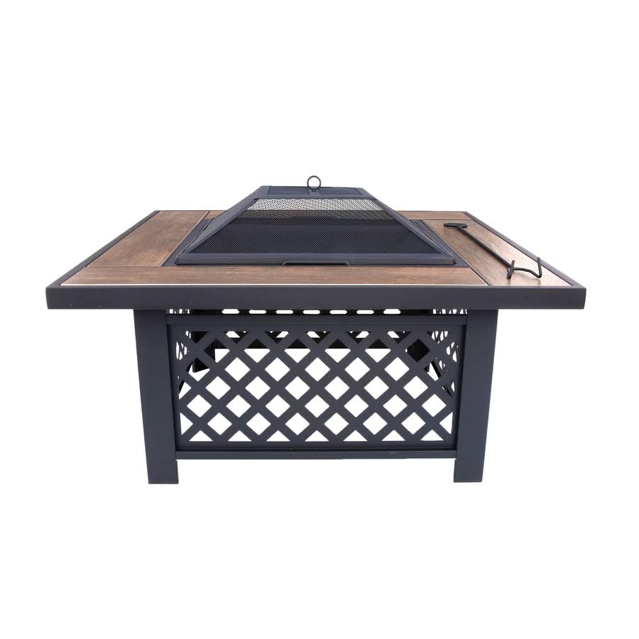 Black Steel Wood-Burning Fire Pit I58735