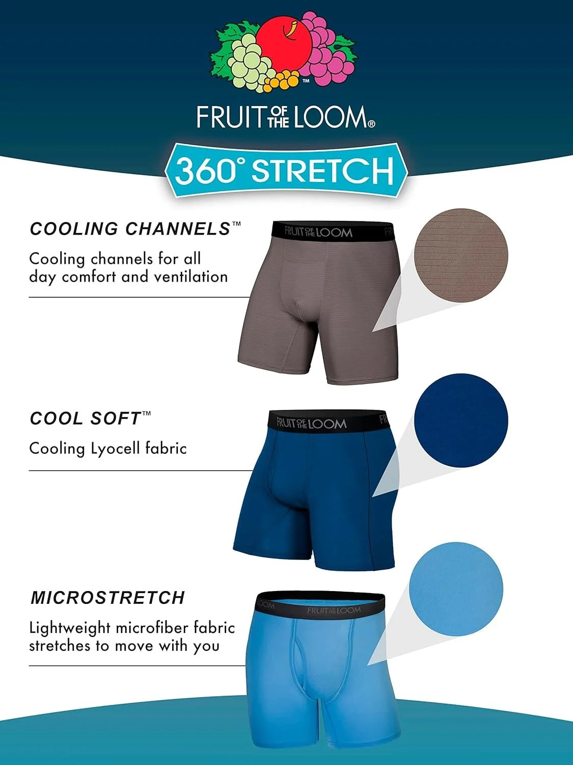 Big Men's Micro-Stretch Boxer Briefs, 5 Pack D11694