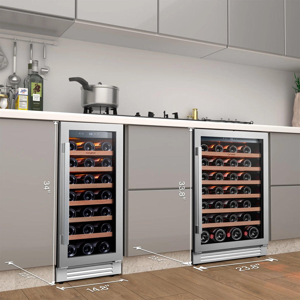 24 inch 54 Bottle Dual Zone Wine Cooler Refrigerator with Stainless Steel frame T777