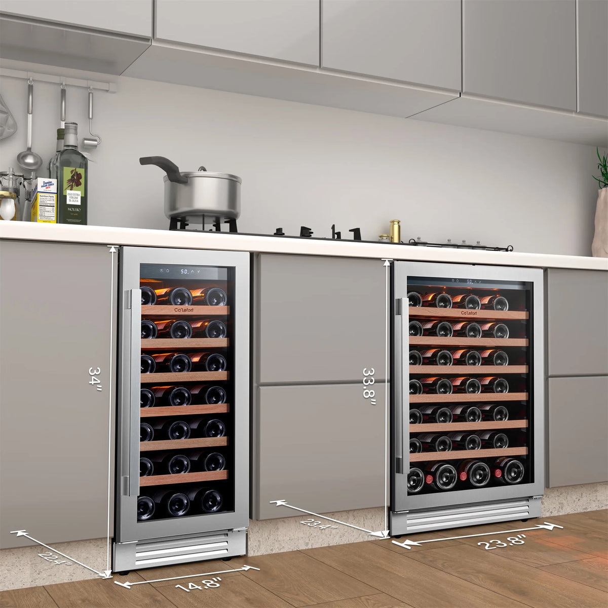 24 inch 54 Bottle Dual Zone Wine Cooler Refrigerator with Stainless Steel frame T777