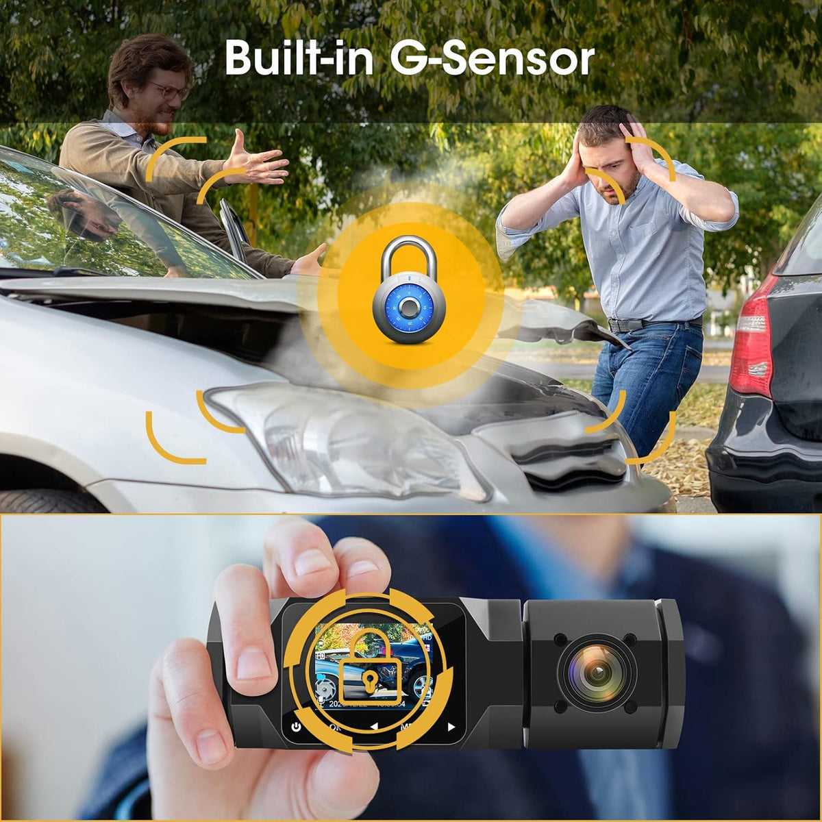 Dual Dash Cam FHD 1080P Dash Camera with IR Night Vision 310° Wide Angle 24H Parking Monitor D731730