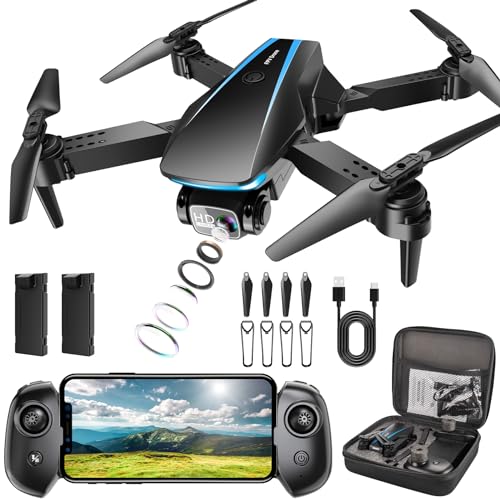 1080P HD Foldable Drone with 2 Batteries and Carrying Case D468