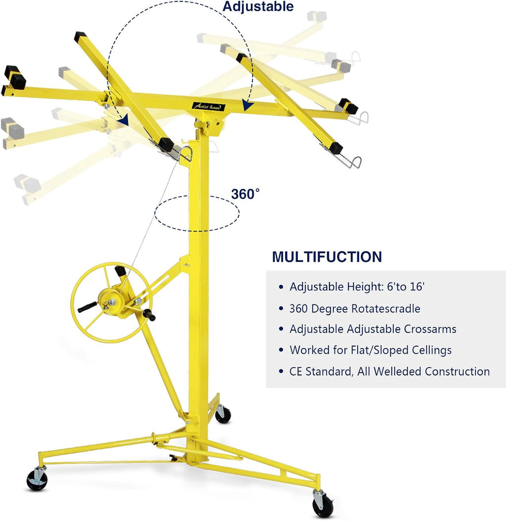 Drywall Lift Rolling Panel Hoist Jack Lifter 16FT P8023
