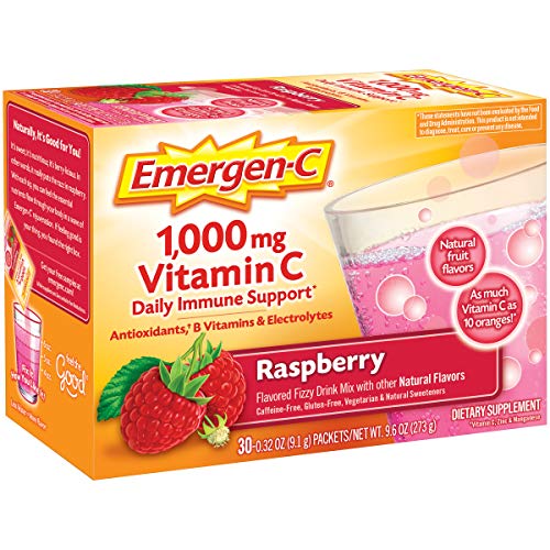 30 Count Raspberry Flavor Dietary Supplement Fizzy Drink Mix with 1000mg Vitamin C T50973