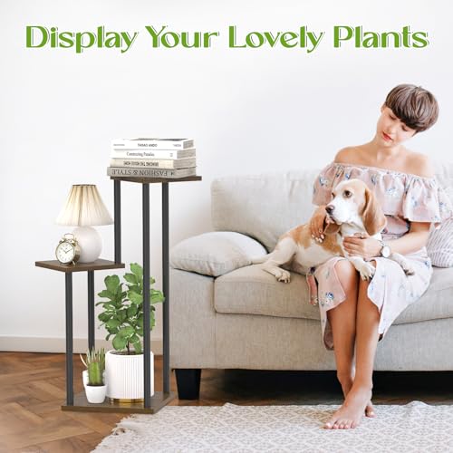 White 6 Tier Metal Wood Plant Stand S919279