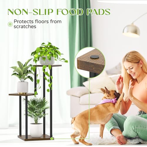 White 6 Tier Metal Wood Plant Stand S919279