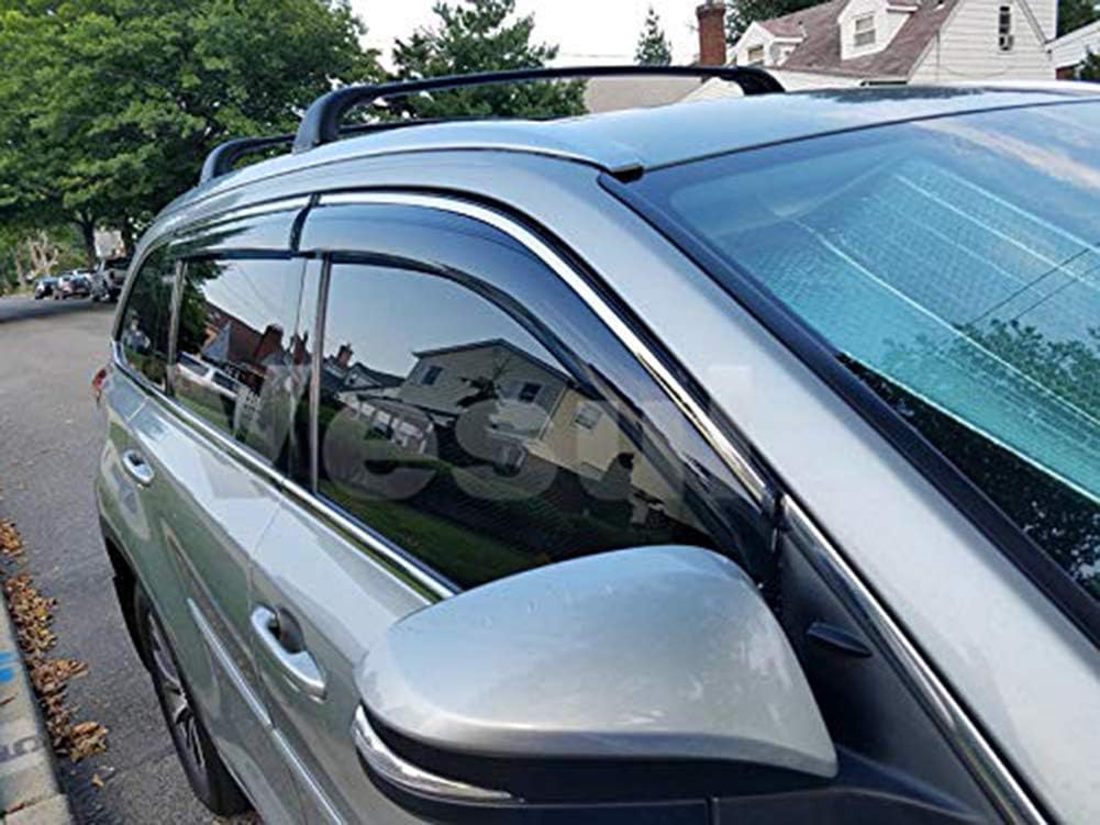 Tape-on Clip-on Window Wind Deflector Polycarbonate Rain Guard Vent Visor Smoke Gray Pack of 2 Z20341