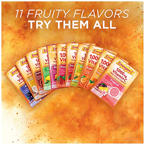 30 Count Raspberry Flavor Dietary Supplement Fizzy Drink Mix with 1000mg Vitamin C T50973
