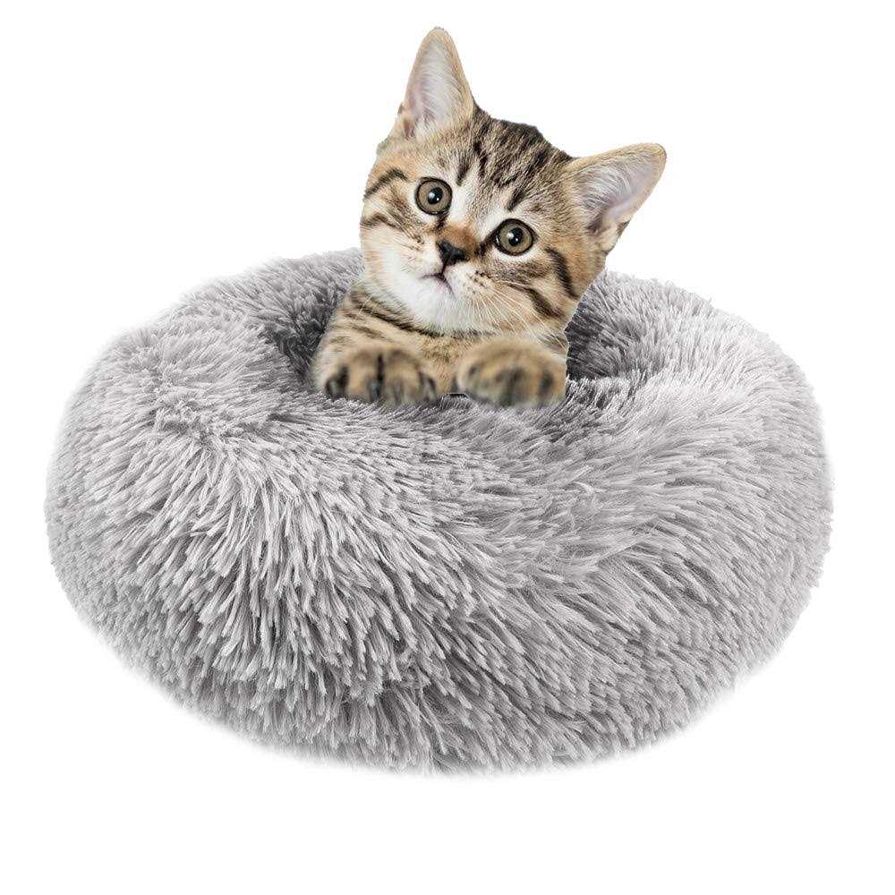Round Plush Donut Pet Bed with Non-Slip Bottom N5289