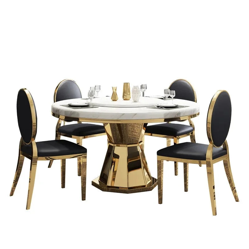 Marble Round Table with Turntable O585