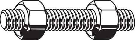 Threaded Stud, Plain, 3/4-10X6-1/2, PK50 R236241