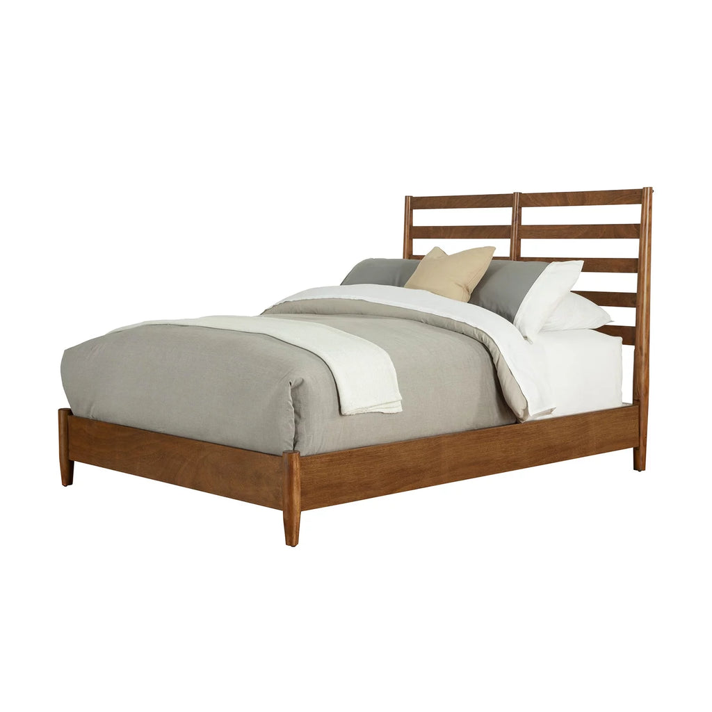 Queen Size Wooden Bed with Slatted Headboard Brown I127885