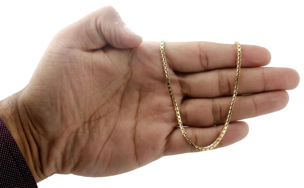 10K Yellow Gold 2.35mm Square Box Chain Necklace, 26 Inches S15431