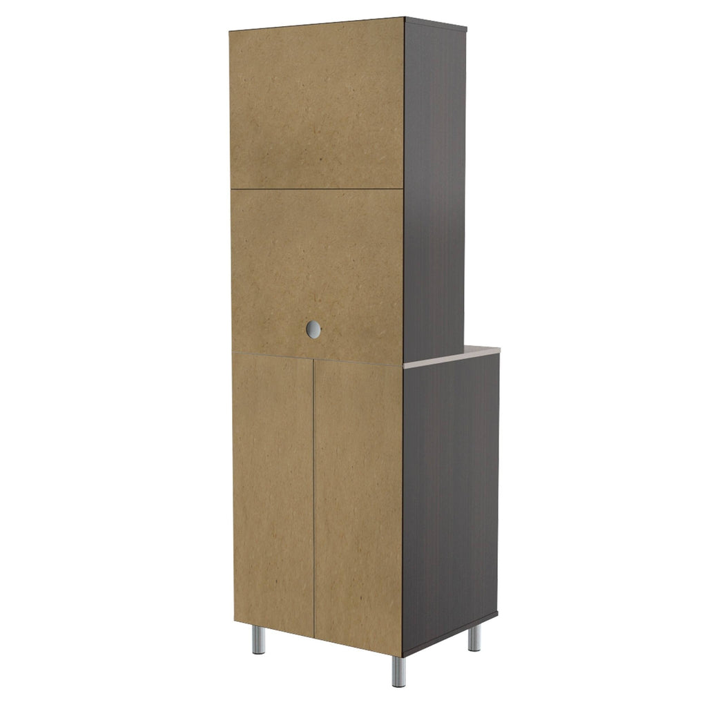 Espresso and Amber Grey 4-Door Cabinet I398