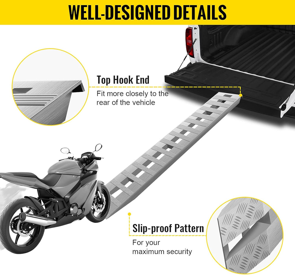 84'' X 15'' Aluminum Trailer Ramps 6000LBS Total Beavertail Hook End 1 Pair E65395