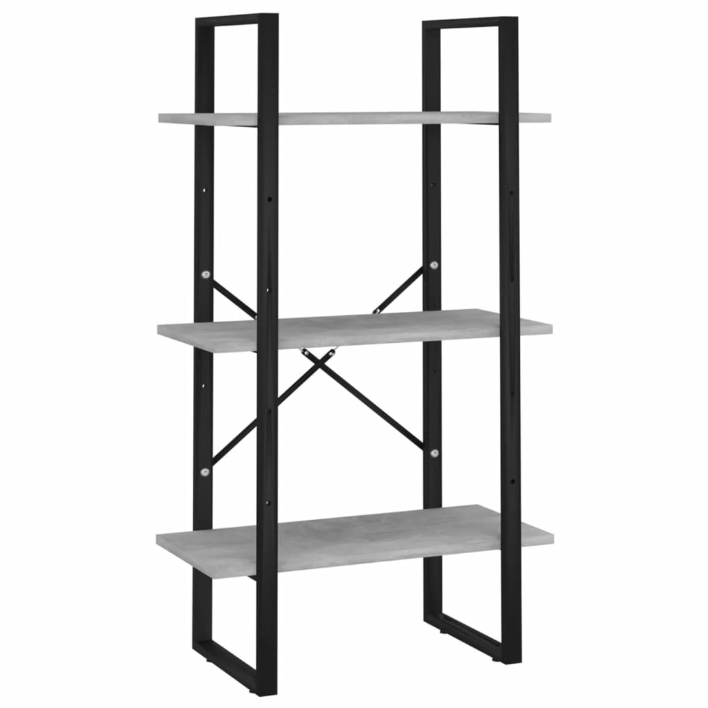 3-Tier Chipboard Bookcase with Metal Frame U2816
