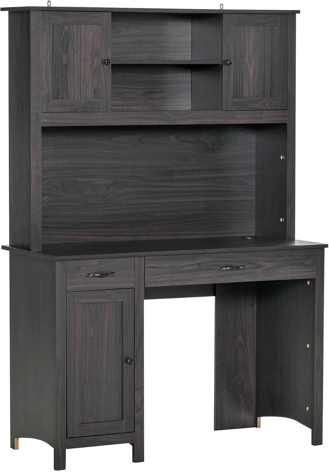 White Computer Desk with Hutch and Storage Shelves Drawers Cabinets Z537994