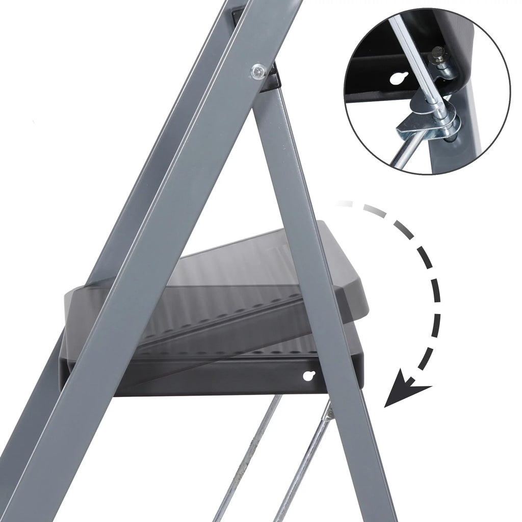 Folding 3-Step Steel Ladder with Handgrip Q5410