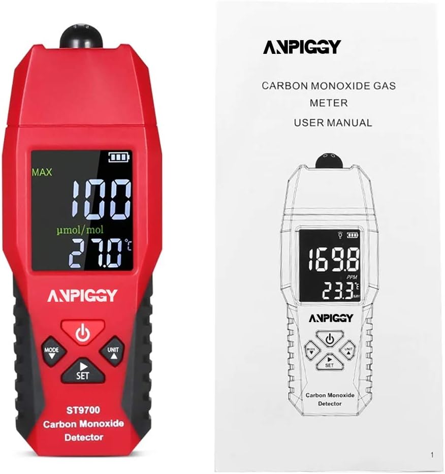 Handheld Carbon Monoxide Detector 0-1000ppm Pack of 2 W30983