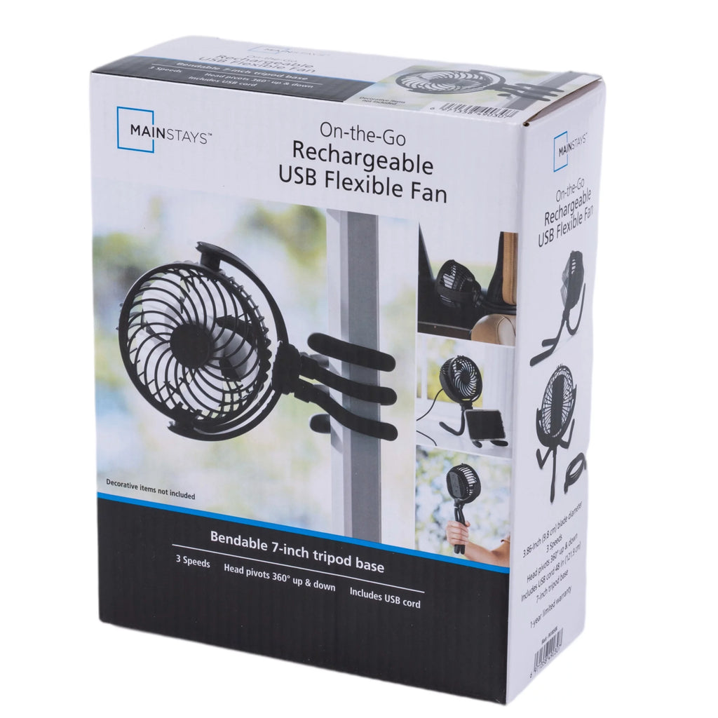 Portable Rechargeable Fan with Flexible Tripod, Black M317