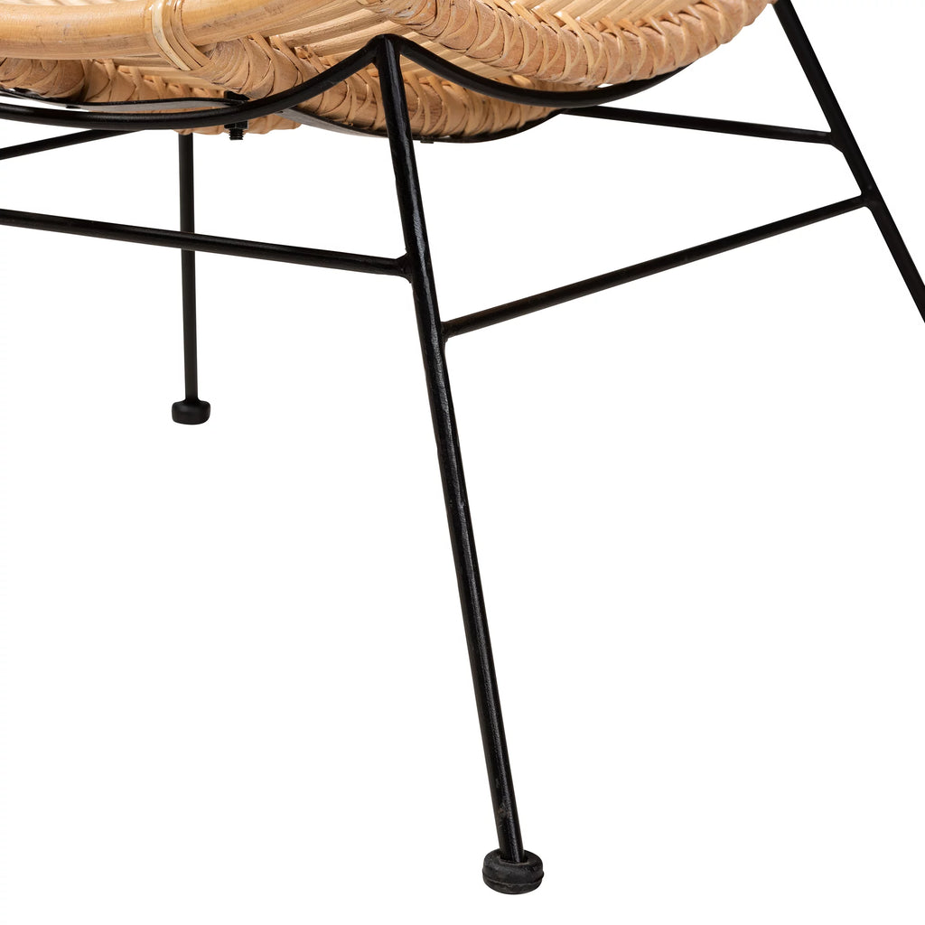 Natural Brown Rattan and Black Metal Accent Chair A25664